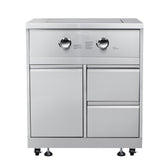 32 in. Outdoor Kitchen Liquid Propane Side Burner with Bottom Cabinet in Stainless-Steel (KM-OKS-SBC)